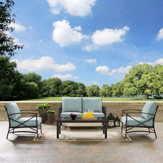 Crosley Furniture Patio Loveseat Sets Crosely Furniture - Kaplan 4Pc Outdoor Conversation Set Include Color/Oil Rubbed Bronze - Loveseat, Coffee Table, & Two Chairs - KO60009BZ-XX