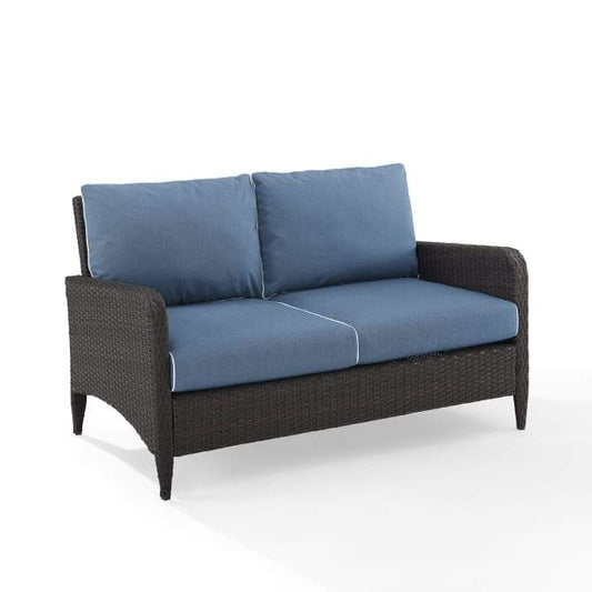 Crosley Furniture Patio Loveseats Crosely Furniture - Kiawah Outdoor Wicker Loveseat Include Color/Brown - KO70065BR-BL - Blue