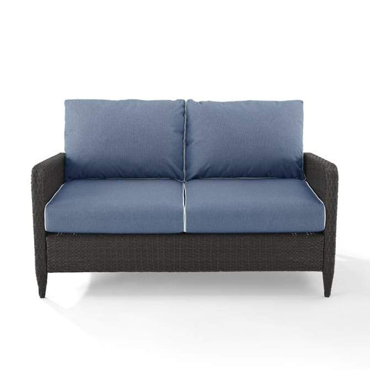 Crosley Furniture Patio Loveseats Crosely Furniture - Kiawah Outdoor Wicker Loveseat Include Color/Brown - KO70065BR-BL - Blue