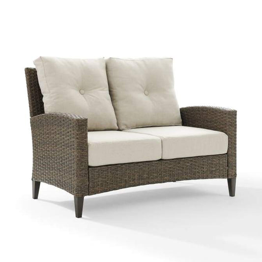 Crosley Furniture Patio Loveseats Crosely Furniture - Rockport Outdoor Wicker High Back Loveseat Oatmeal/Light Brown - CO7161-LB - Oatmeal