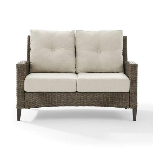 Crosley Furniture Patio Loveseats Crosely Furniture - Rockport Outdoor Wicker High Back Loveseat Oatmeal/Light Brown - CO7161-LB - Oatmeal
