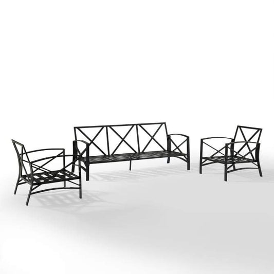 Crosley Furniture Patio Sofa Sets Crosely Furniture - Kaplan 3Pc Outdoor Metal Sofa Set Include Color/Oil Rubbed Bronze - Sofa & 2 Arm Chairs - KO60030BZ-XX