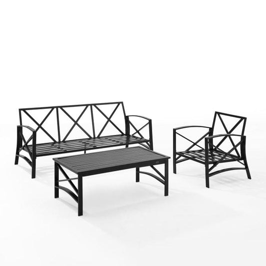 Crosley Furniture Patio Sofa Sets Crosely Furniture - Kaplan 3Pc Outdoor Metal Sofa Set Include Color/Oil Rubbed Bronze - Sofa, Arm Chair, & Coffee Table - KO60031BZ-XX