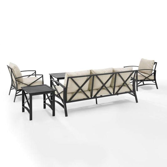 Crosley Furniture Patio Sofa Sets Crosely Furniture - Kaplan 5Pc Outdoor Metal Sofa Set Include Color/Oil Rubbed Bronze - Sofa, Coffee Table, Side Table, & 2 Arm Chairs - KO60032BZ-XX