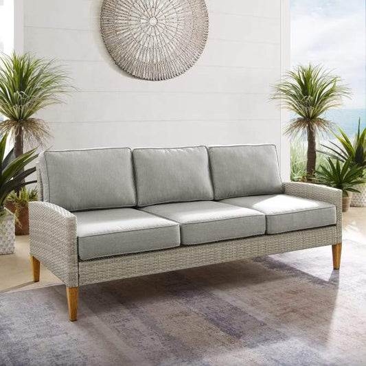 Crosley Furniture Patio Sofas Crosely Furniture - Capella Outdoor Wicker Sofa Gray/Acorn - KO70194GY-AC - Gray