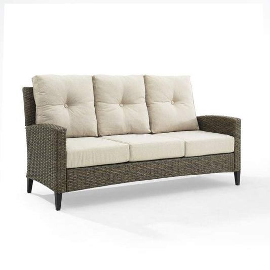 Crosley Furniture Patio Sofas Crosely Furniture - Rockport Outdoor Wicker High Back Sofa Oatmeal/Light Brown - KO70215LB-OL - Oatmeal