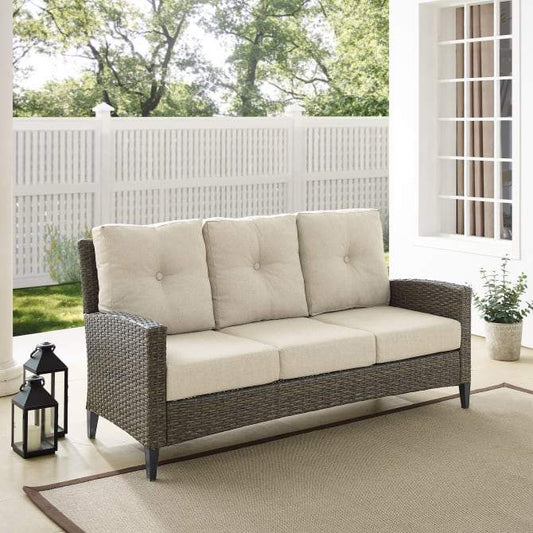 Crosley Furniture Patio Sofas Crosely Furniture - Rockport Outdoor Wicker High Back Sofa Oatmeal/Light Brown - KO70215LB-OL - Oatmeal