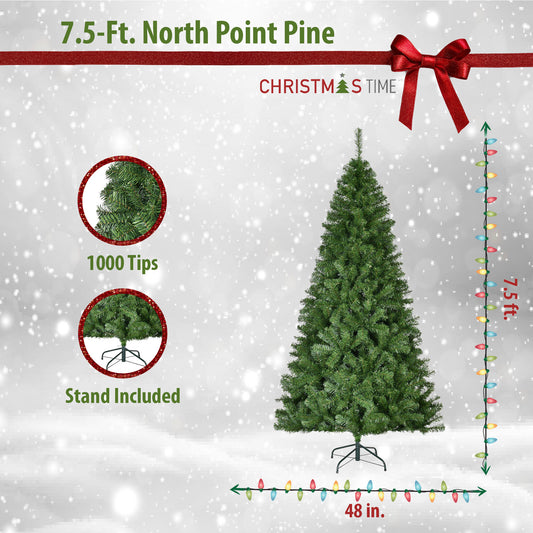 Christmas Time - 7.5 Ft. North Point Pine Christmas Tree