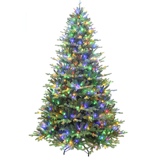 Christmas Time - 6.5-Ft. Saint Nicholas Pine Christmas Tree with Multi-Color LED Lights