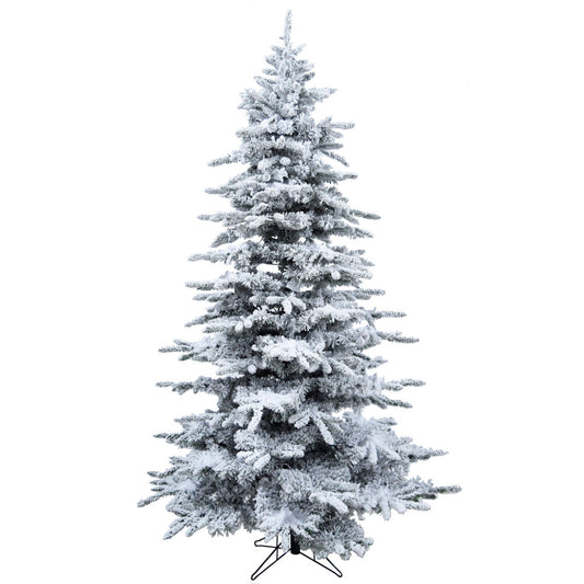 Christmas Time - 7.5-Ft Silverado Pine White Flocked Slim Christmas Tree with Metal Stand, No Lights