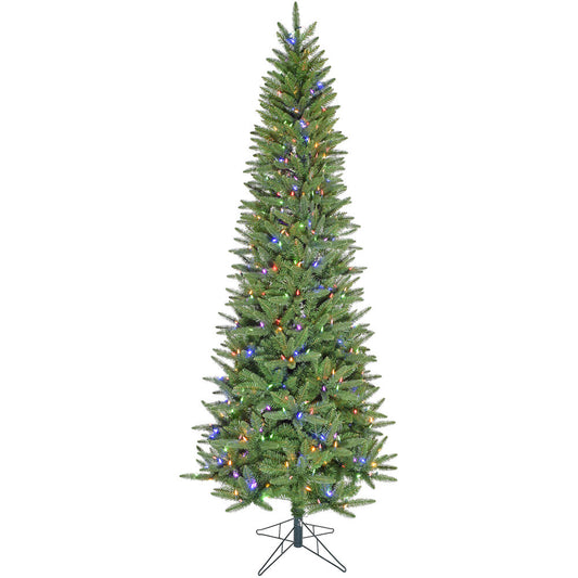 Christmas Time - 6.5 Ft. Windsor Pine Slim Artificial Christmas Tree with Multi-Color LED Lights