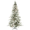 Christmas Time - 7.5-Ft. White Pine Snowy Artificial Christmas Tree with Clear LED String Lighting
