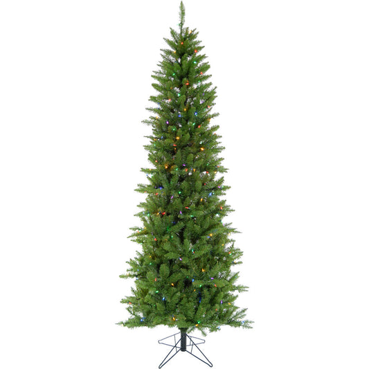 Christmas Time - 6.5-Ft Prelit Winter Wonderland Slim Green Christmas Tree with EZ Connect Multi Color LED Lights