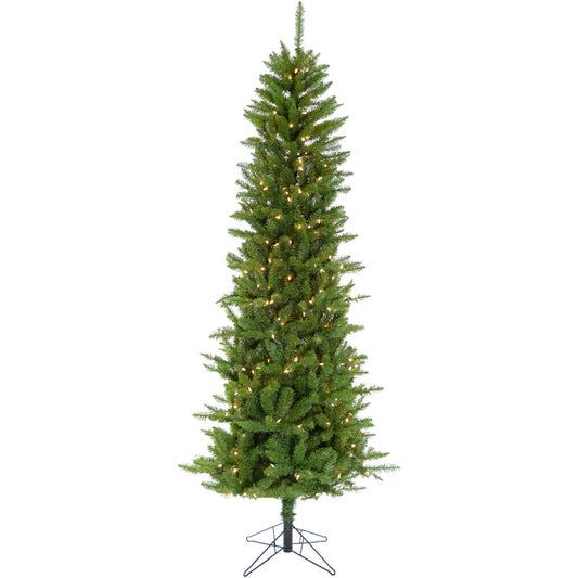 Christmas Time - 6.5-Ft Prelit Winter Wonderland Slim Green Christmas Tree with EZ Connect Clear Smart Lights and Metal Stand