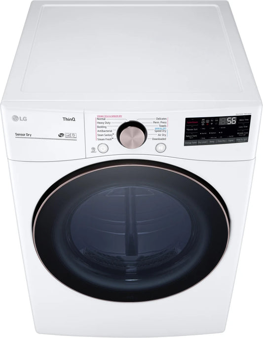 LG - 7.4 cu. ft. Large Capacity Vented Smart Stackable Gas Dryer with Sensor Dry and TurboSteam in White - DLGX4001W