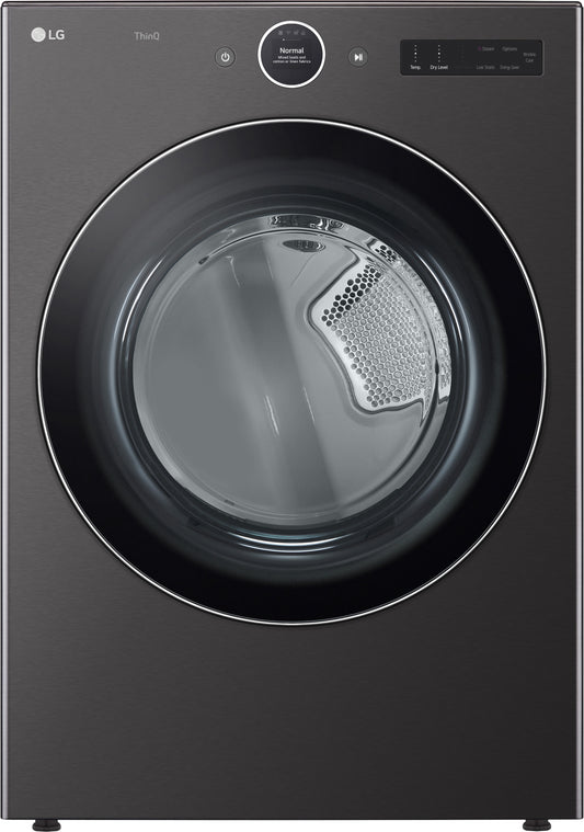 LG - 7.4 cu. ft. Smart Ultra Large Capacity Electric Dryer with Sensor Dry, Turbo Steam Technology in Black Steel - DLEX6700B
