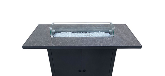 AZ Patio Heaters Rectangular Bar Height Granite Top Fire Pit with Wind Screen | AFP-BAR-MAR