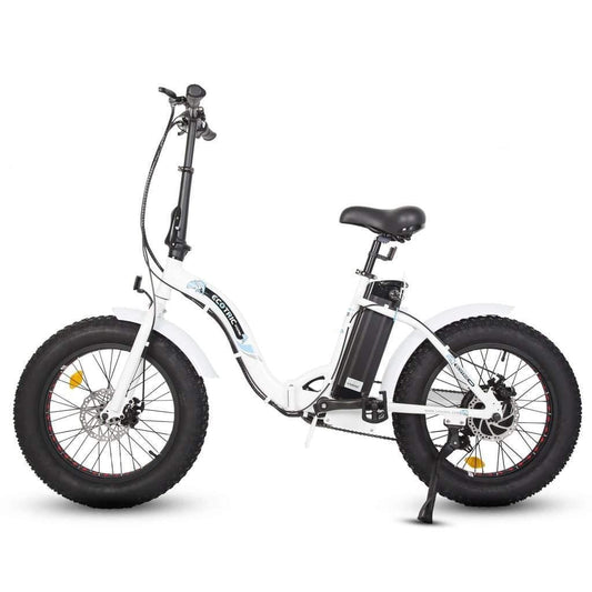 Ecotric E-Bikes Ecotric White Portable And Folding Fat Bike Model Dolphin