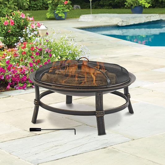 Endless Summer Fire Pit 29 IN BRUSHED COPPER WOOD BURNING OUTDOOR FIREBOWL