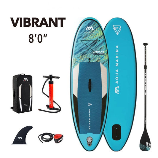 Aqua Marina - Vibrant - Youth iSUP, 2.44m/10cm, with Aluminum ACE Paddle and Safety Leash | BT-22VIP