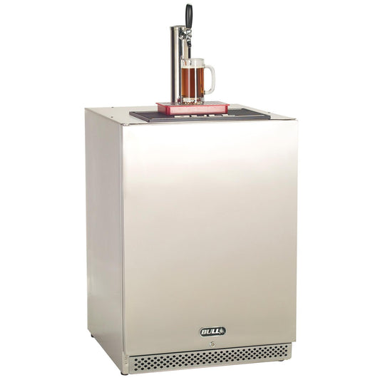 Bull Grills - 24-Inch 6.6 Cu. Ft. Outdoor Rated Single Tap Beer Dispenser Kegerator with Locking Door | 17900