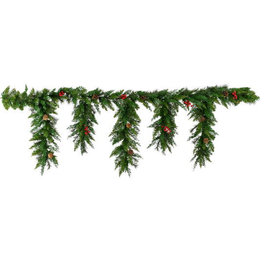 Fraser Hill Farm - 6-Ft. Icicle Garland with Pinecones and Red Berries