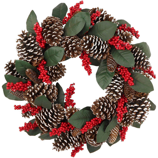 Fraser Hill Farm - 24-in. Christmas Pinecone Wreath with Red Berries