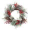 Fraser Hill Farm - 24-In. Frosted Pine Wreath with Red Berries and Pinecones