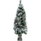 Fraser Hill Farm - 4-Ft. Christmas Snow Flocked Porch Tree with Oversized Pinecones in Ornamental Pot