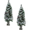 Fraser Hill Farm - 4-Ft. Christmas Snow Flocked Porch Trees with Oversized Pinecones, Set of 2