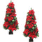 Fraser Hill Farm - 4-Ft. Pre Lit Christmas Porch Tree, Velvet Poinsettia Blooms & Leaf Accents, Set of 2