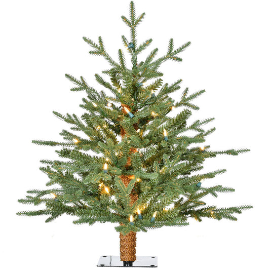 Fraser Hill Farm - 2-Ft. Green Alpine Porch Accent Tree with Warm White LED Lights