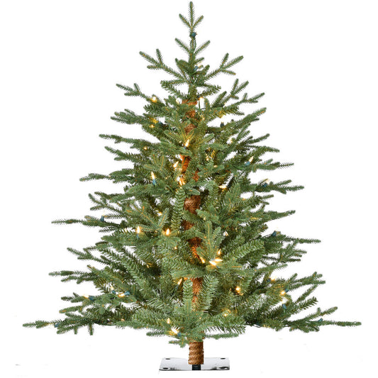 Fraser Hill Farm - 3-Ft. Green Alpine Porch Accent Tree with Warm White LED Lights