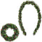 Fraser Hill Farm - Frosted Faux Boxwood 20-in. Wreath and 9-ft. Garland Set with Red Berries