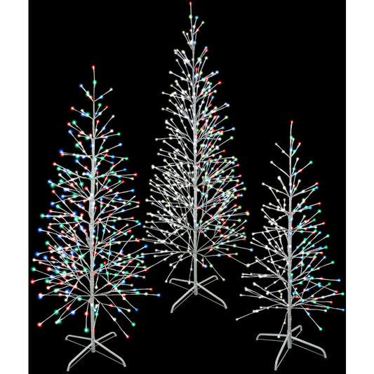 Fraser Hill Farm - Set of 3 Color Changing Birch Trees, 4-Ft., 5.5-Ft., 6.5-Ft., in Warm White and Multi-Color LED Lights