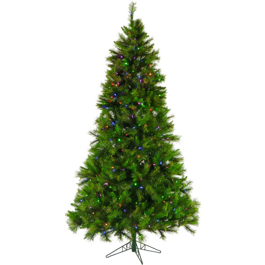 Fraser Hill Farm - 6.5-Ft. Canyon Pine Christmas Tree with Multi-Color LED String Lighting