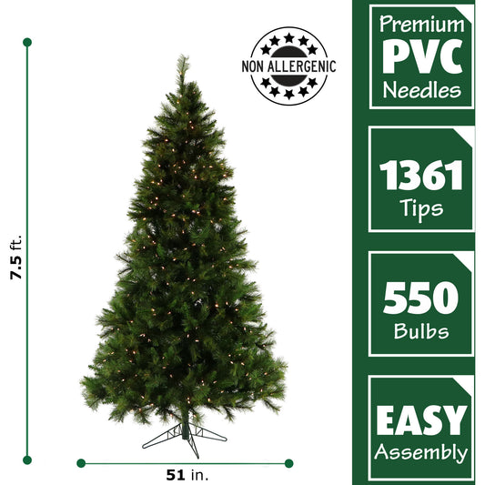 Fraser Hill Farm - 7.5-Ft. Canyon Pine Christmas Tree with Smart String Lighting