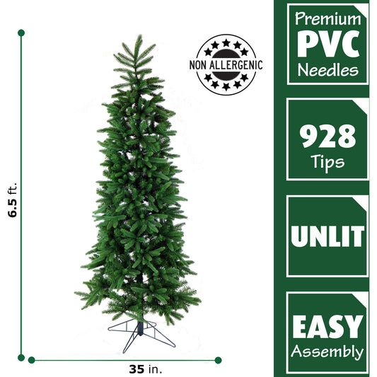 Fraser Hill Farm - 6.5 Ft. Carmel Pine Slim Artificial Christmas Tree