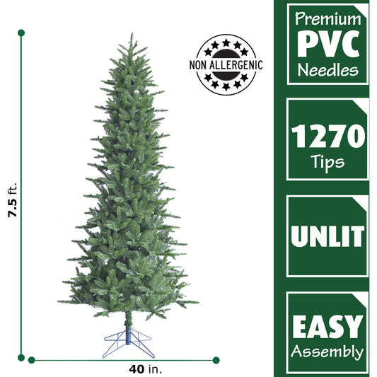 Fraser Hill Farm - 7.5 Ft. Carmel Pine Slim Artificial Christmas Tree