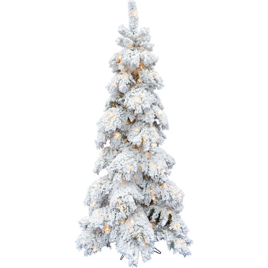 Fraser Hill Farm - 4-Ft. Elk Mountain Snow Flocked Tree with Warm White LED Lights