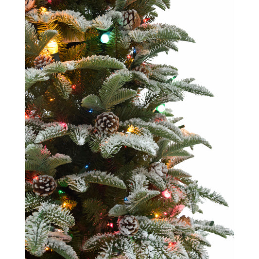 Fraser Hill Farm - 7.5-ft. Eagle Rock Tree with Natural Embellishments and Multi Colored C7 Twinkle Lights