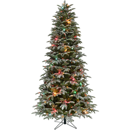 Fraser Hill Farm - 7.5-ft. Eagle Rock Tree with Natural Embellishments and Multi Colored C7 Twinkle Lights