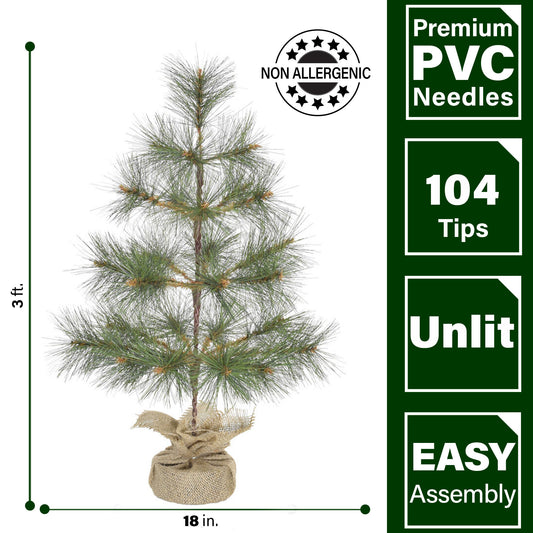 Fraser Hill Farm - 3-ft. Farmhouse Fir Christmas Tree with Burlap Bag