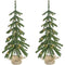 Fraser Hill Farm - 3-ft. Downswept Farmhouse Fir Christmas Tree with Burlap Bag and Warm White LED Lights, Set of 2