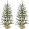 Fraser Hill Farm - 3-ft. Farmhouse Fir Christmas Tree with Burlap Bag and Warm White LED Lights, Set of 2