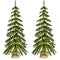 Fraser Hill Farm - 4-ft. Downswept Farmhouse Fir Christmas Tree with Burlap Bag and Warm White LED Lights, Set of 2