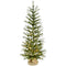 Fraser Hill Farm - 4-ft. Farmhouse Fir Christmas Tree with Burlap Bag and Warm White LED Lights