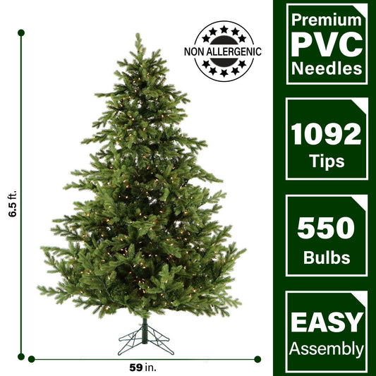 Fraser Hill Farm - 6.5-Ft. Foxtail Pine Christmas Tree with Warm White LED Lights