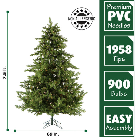 Fraser Hill Farm - 7.5-Ft. Foxtail Pine Christmas Tree with Smart String Lighting