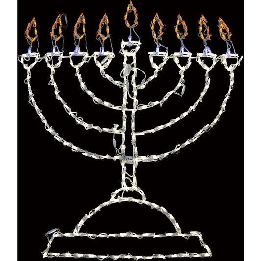 Fraser Hill Farm - 55-In. H x 45-In. W Hanukkah Menorah Giant Indoor/Outdoor Sign with 297 LED Lights